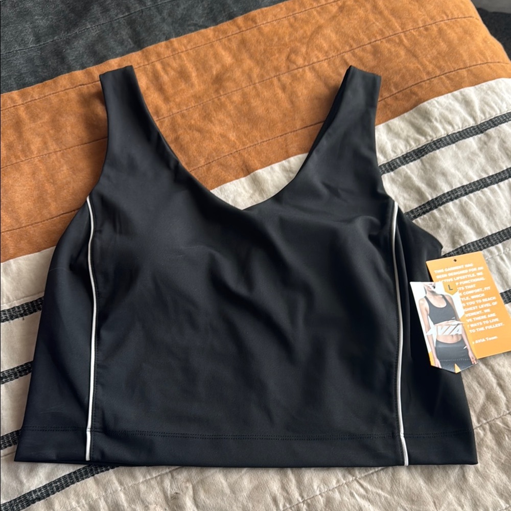 Avia Black Longline Sports Bra with Racerback Design